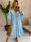 vestido boho chic bege
