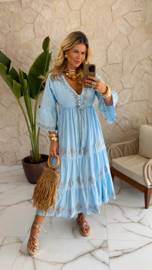 vestido boho chic bege