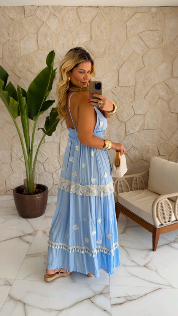 vestido boho chic azul vestido boho chic azul