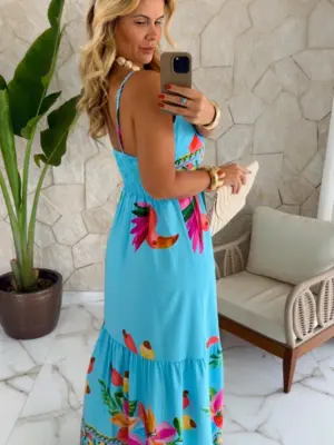 vestido viscose estampado