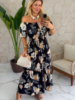 vestido midi estampado