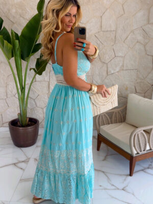 vestido boho chic luna turquesa