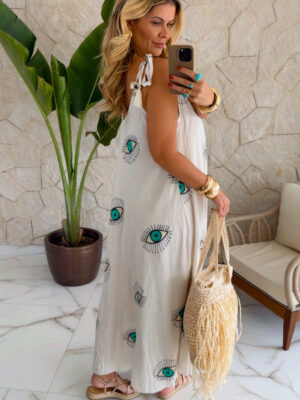 vestido boho chic verde