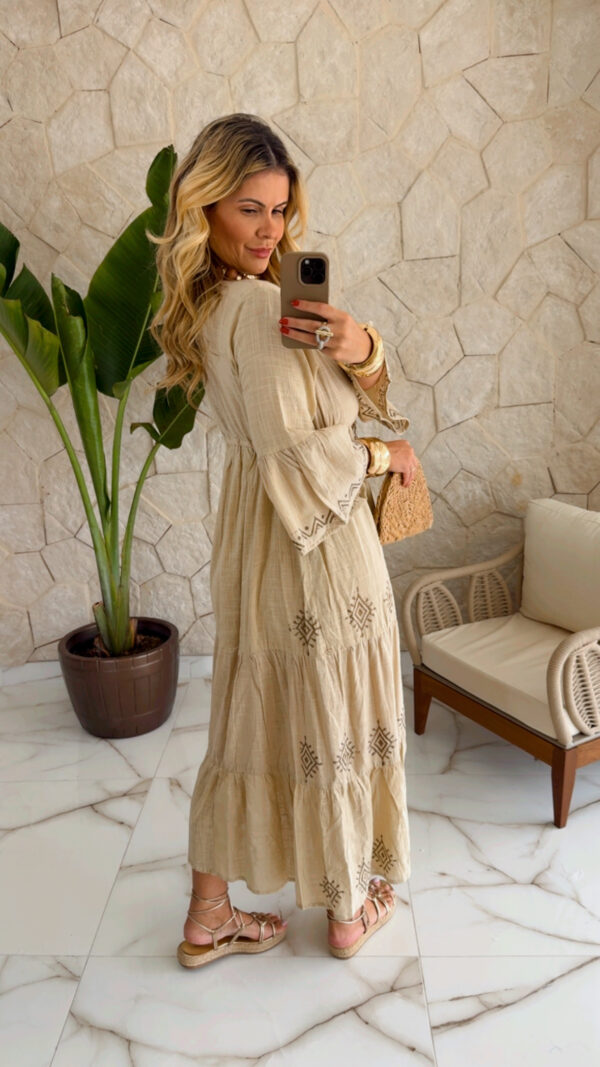 vestido boho chic bege vestido boho chic bege