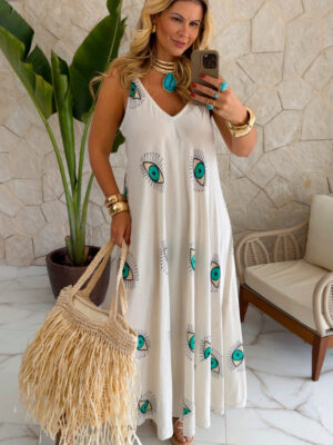 vestido boho chic verde