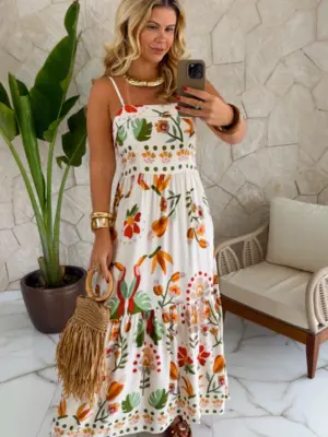 vestido viscose estampado