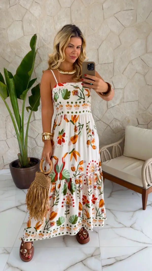 vestido viscose estampado