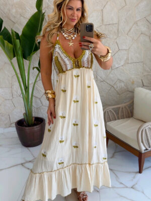 vestido boho chic azul