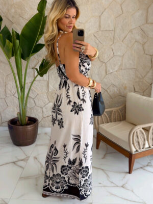 vestido viscose estampado