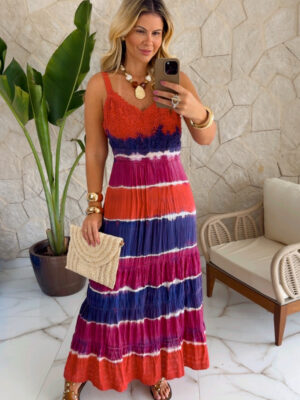 vestido viscose estampado