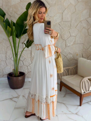 vestido boho chic laranja