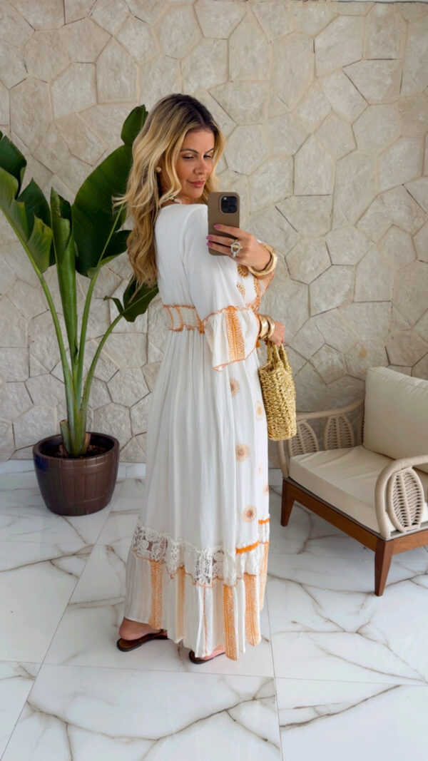 vestido boho chic laranja vestido boho chic laranja