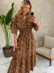 vestido viscose animal print