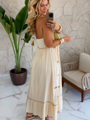 vestido boho chic azul