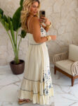 vestido boho chic luxo azul