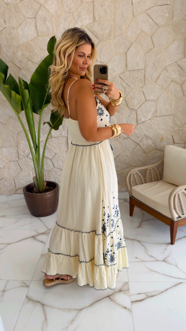 vestido boho chic luxo azul vestido boho chic luxo azul