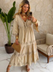 vestido boho chic bege