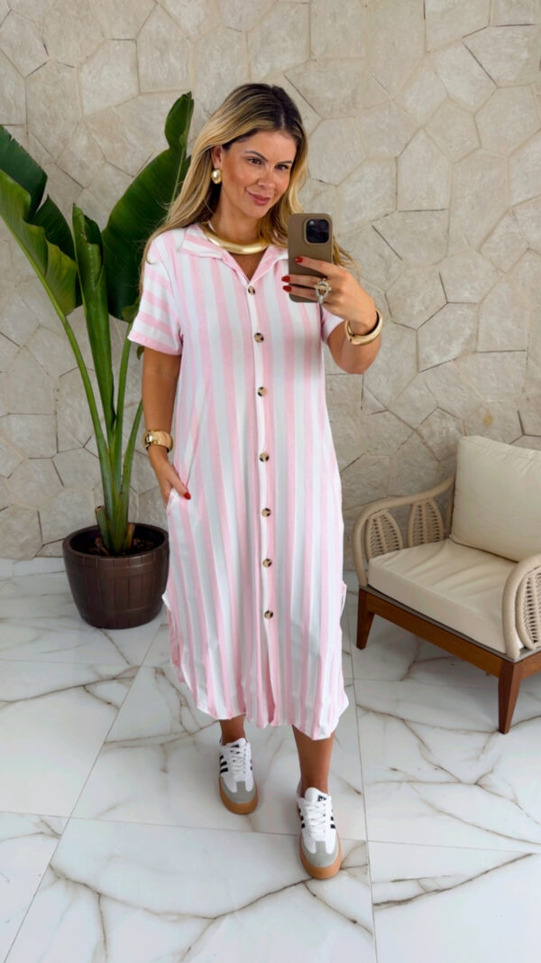 vestido silmara listrado rosa vestido silmara listrado rosa