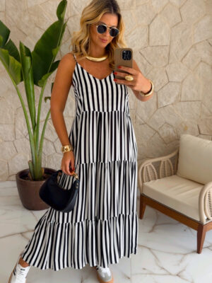 vestido nina listrado preto e branco