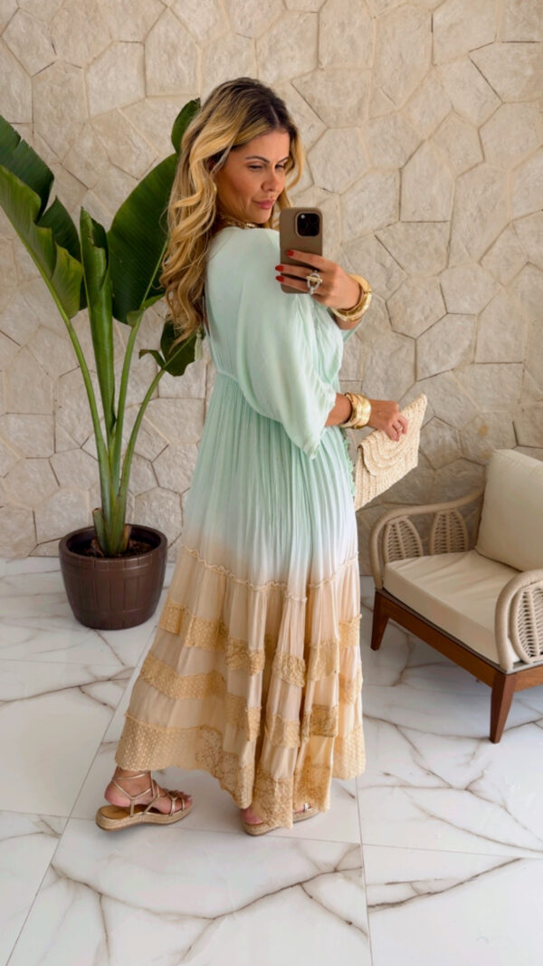 vestido boho chic tie dye verde vestido boho chic tie dye verde