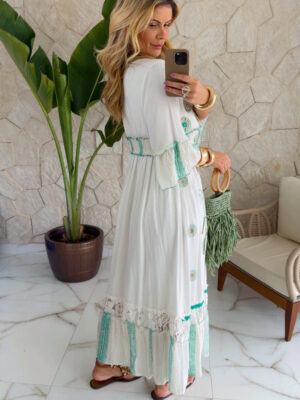 vestido boho chic verde