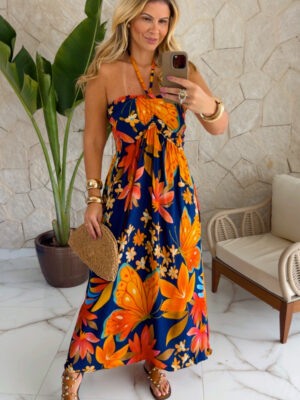 vestido viscose estampado