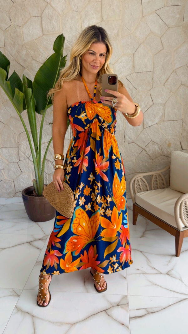 vestido viscose estampado