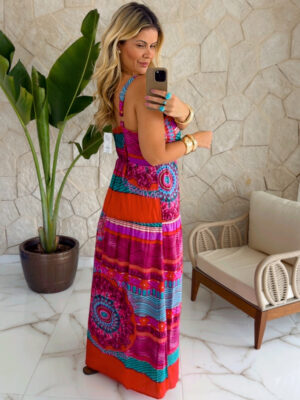 vestido viscose estampado