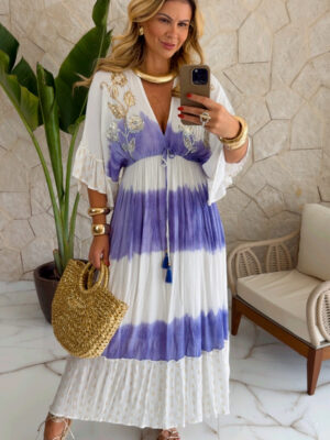 vestido boho chic luxo lilás