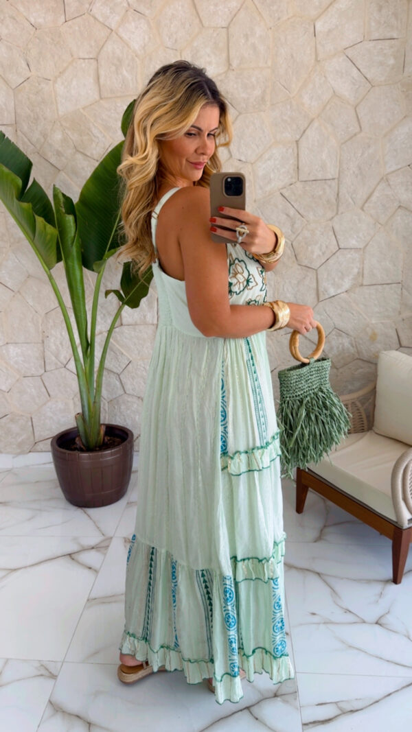 vestido boho chic verde vestido boho chic verde