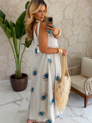 vestido boho chic verde