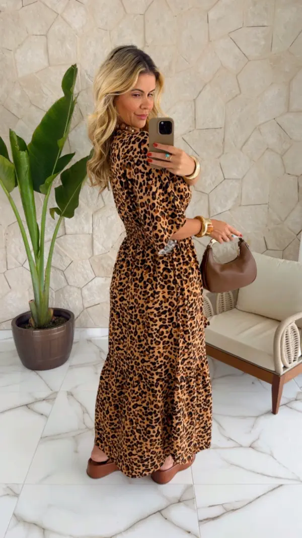 vestido viscose animal print vestido viscose animal print