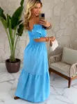vestido longo azul