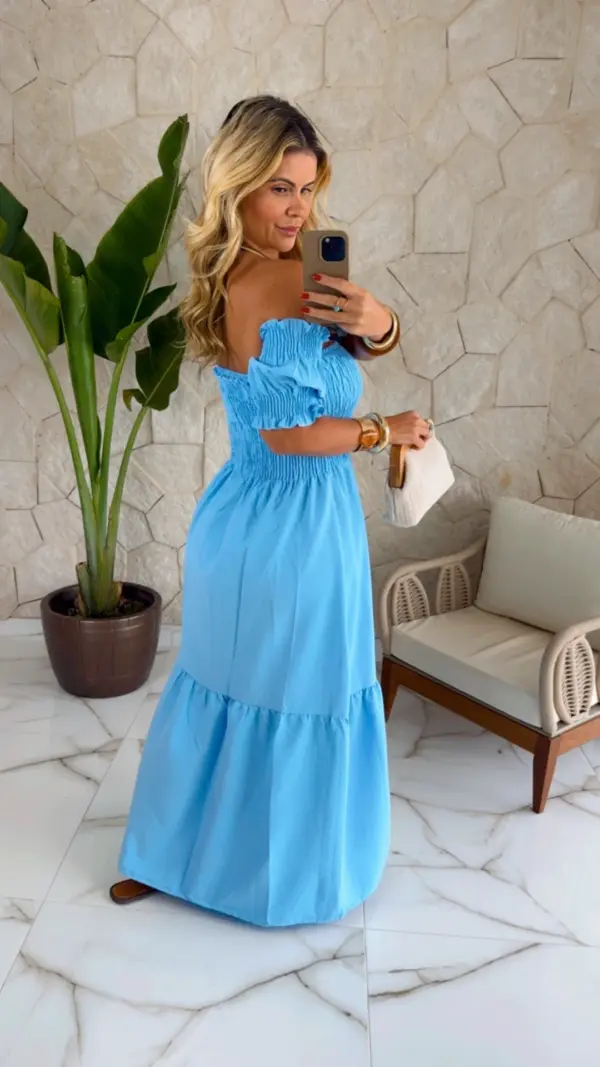 vestido longo azul vestido longo azul