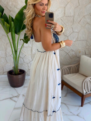 vestido boho chic azul