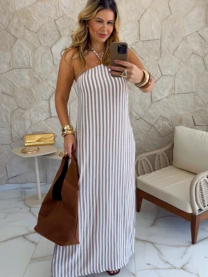 vestido longo animal print