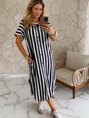 vestido silmara listrado preto