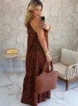 vestido longo animal print