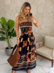vestido estam animal print terracota
