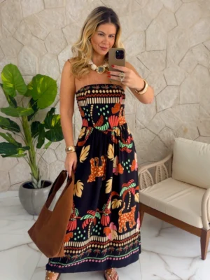 vestido estam animal print terracota
