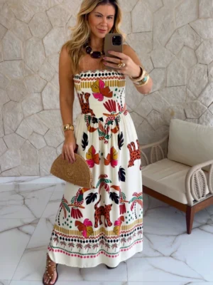 vestido longo estam creme