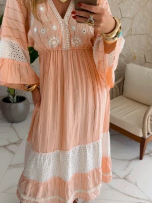vestido boho chic luisa salmão vestido boho chic luisa salmão