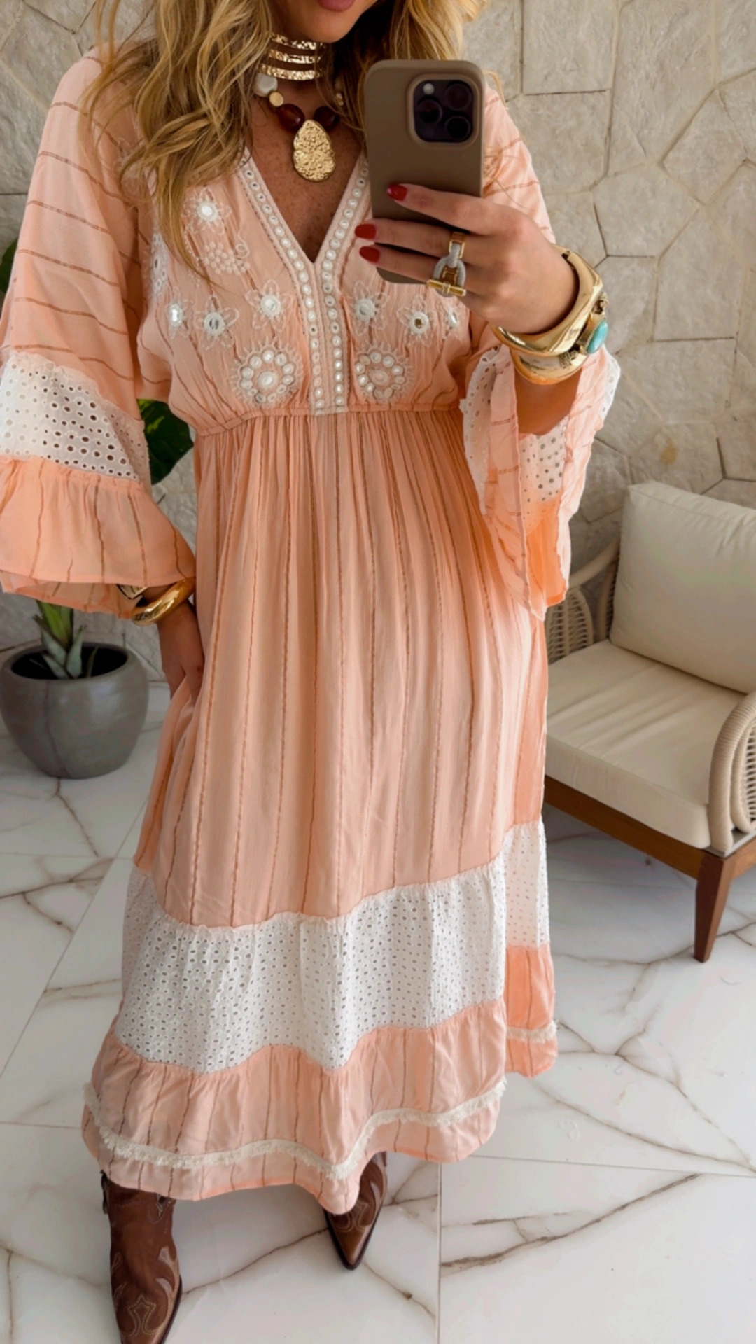vestido boho chic luisa salmão vestido boho chic luisa salmão