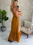 vestido boho chic caramelo