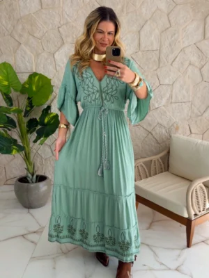 vestido boho chic silvia verde