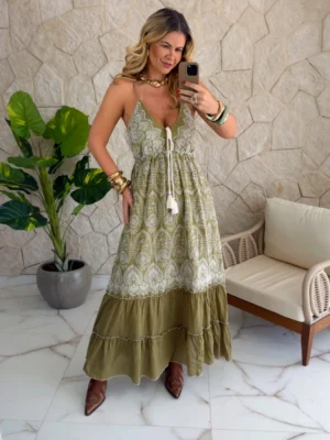 vestido boho chic caramelo