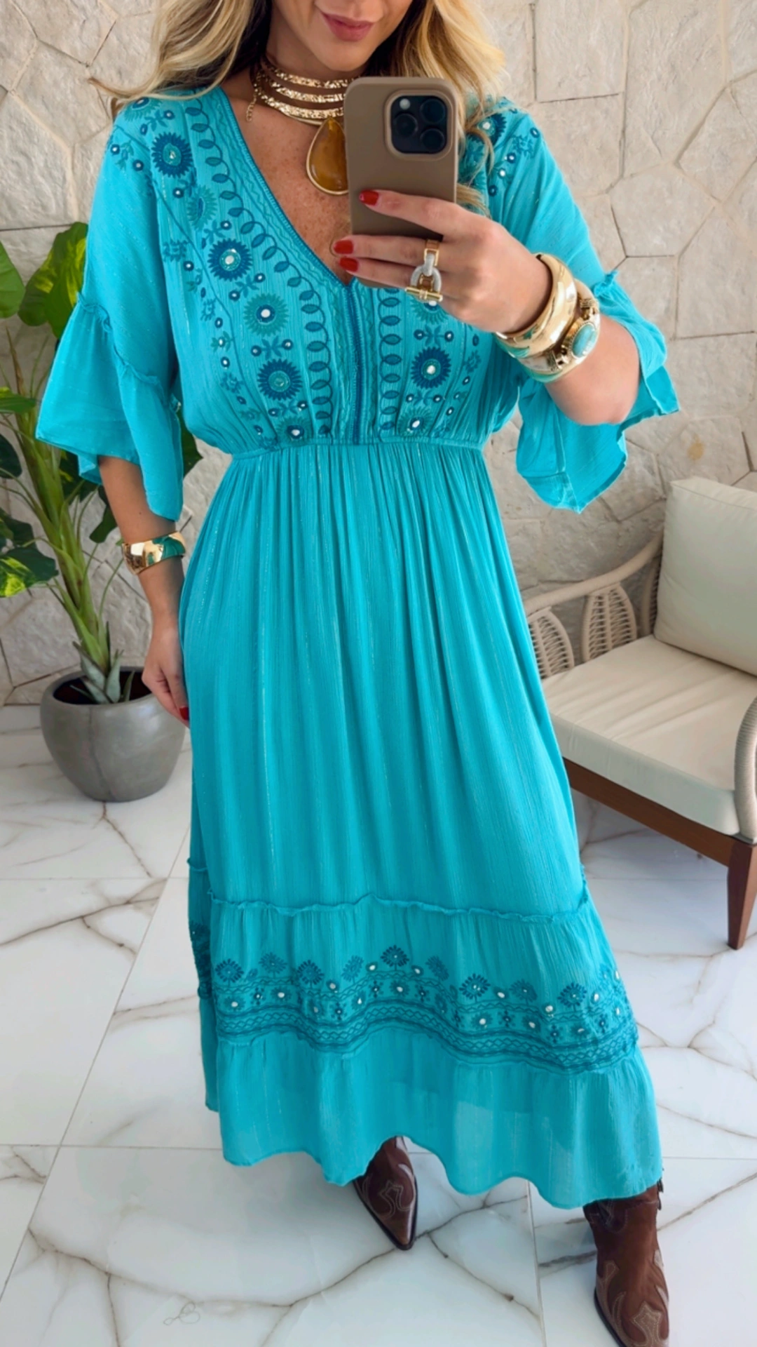 vestido boho chic lilian azul vestido boho chic lilian azul