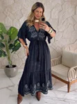 vestido boho chic silvia preto