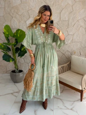 vestido boho chic vivian amarelo