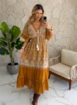 vestido boho chic verde